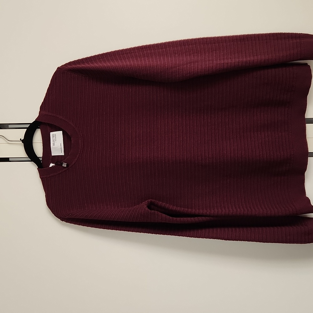 Selected Homme Men “Masei” Knit Crew Neck in Maroon Burgundy color size L - Picture 8 of 17